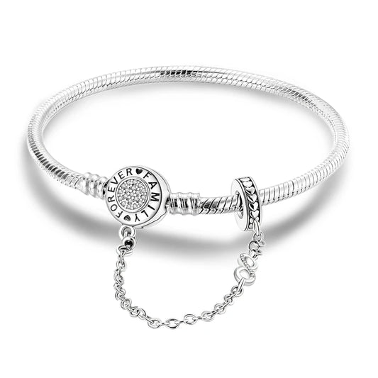 925 Sterling Silver Guardian Eternal Home Safety Chain Bracelet | 17β20CM Snake Bone Chain | Womenβs DIY Charm Jewelry Gift