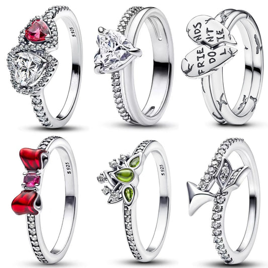 New 925 Silver Rings with Love Arrow, Bow, Lotus, and Heart – Original Women’s Jewelry for Wedding and Valentine’s Day Gift