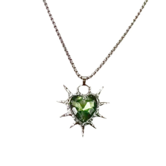 Fashionable Thorns Heart Drop Necklace Statement Pieces for Parties Alloy