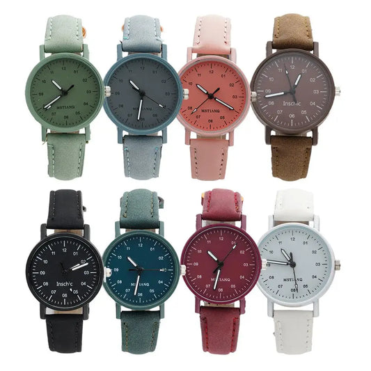 Women Watches PU Leather Strap Women Quartz Wristwatches Waterproof Round Dial Retro Watch Ladies Girls Quartz Wristwatch