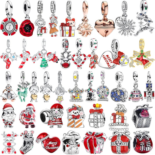925 Sterling Silver Christmas Bell Trojan Candy Charm Beads | Fits Original Bracelet & Necklace | DIY Holiday Jewelry Gift