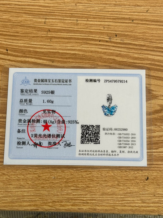 925 Silver Blue Butterfly, Dragonfly, Pentagram, and Feather Pendant Beads – Fit European Original Bracelets DIY Exquisite Jewelry