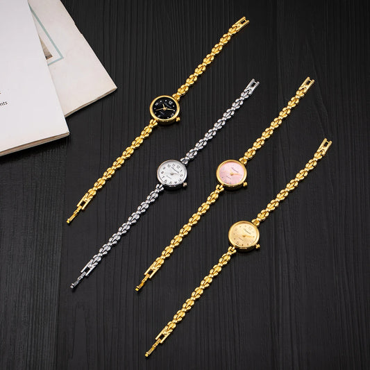 Women's Watches New Luxury Brand Alloy Crystal Women Bracelet Watch Fashion Elegant Golden Small Dial Ladies Clock Reloj Mujer