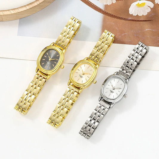 New Women's Watch, Trendy and Fashionable, Oval Steel Strap Women's Watch, Simple and Versatile, Small Dial, Elegant Watch