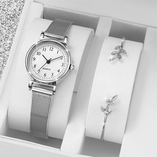 Women Fashion Watch Casual Bracelet Watches Set Ladies Simple Dial Quartz Wristwatches Dress Clock Montre Femme