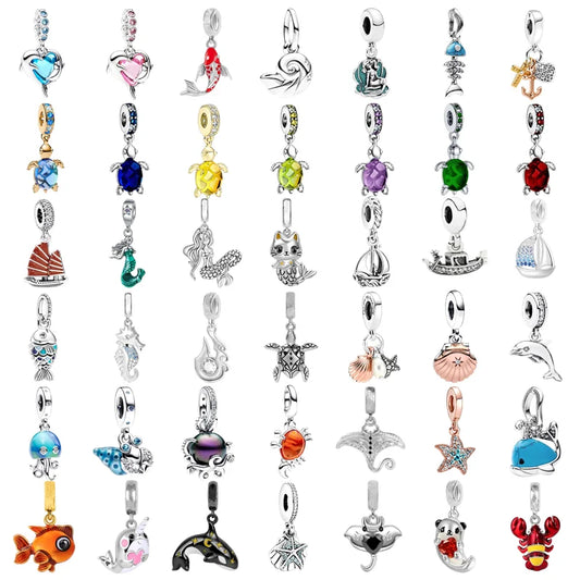 Hot Sale Sea Star, Sailboat, Sea Turtle, Dolphin Charm Bead Pendant β Fits Original Sterling Silver Jewelry DIY Gift