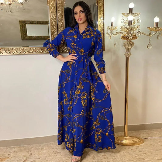 Women's Fashion New Sexy Elegant Dress Temperament Digital Printing Long Shirt Dress Ladies Elegant Commuter Casual Dress