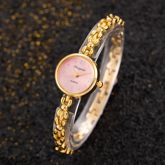 Women's Watches New Luxury Brand Alloy Crystal Women Bracelet Watch Fashion Elegant Golden Small Dial Ladies Clock Reloj Mujer
