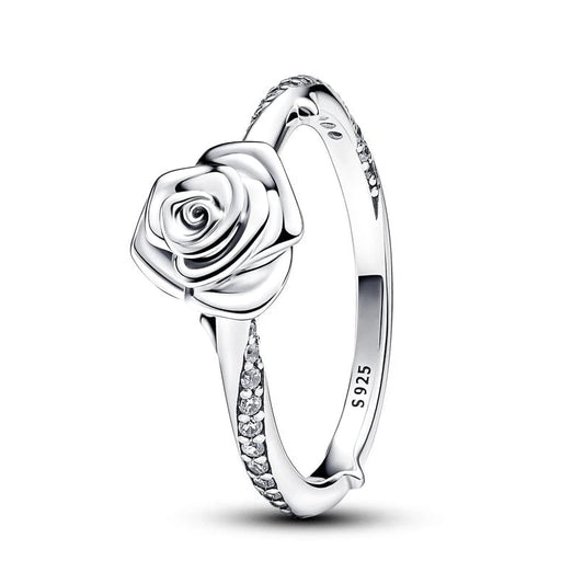 Hot Sale 925 Silver Rose in Bloom Ring for Women – Exquisite Fashion Jewelry for Parties, Weddings, and Luxury DIY Gifts