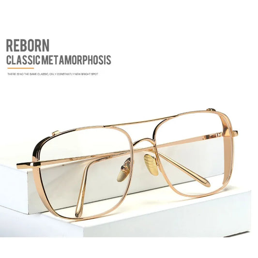 Women's Large Frame Sunglasses New Fashion Transparent Lenses Metal Frame PC Lenses UV400 Transparent Women's Sunglasses