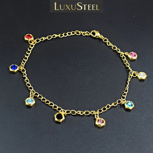 LUXUSTEEL Crystal Anklets for Women Bracelet on Leg Stainless Steel Women's Chain Anklets Accessories Wedding Party Jewelry