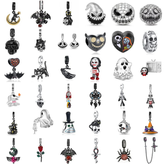 925 Silver Dark Black Charm Clown Bead Spider Pendant – Women’s Talisman Fit European Bracelet