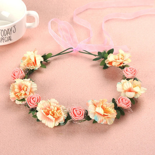 Hawaiian Wreath Bride Wedding Hair Accessories Simulation Flower Crown Headwear Children's Photo Hair Accessories Headbands