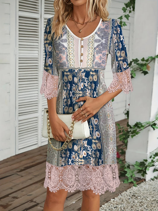 Fashion Elegant Women Dress Loose Casual Dress Women Printed Dress New Temperament