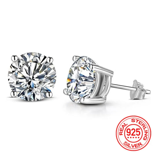 0.5–2 Carat 8.0mm D Color Moissanite 925 Sterling Silver Stud Earrings – Top Quality Sparkling Wedding Jewelry for Women