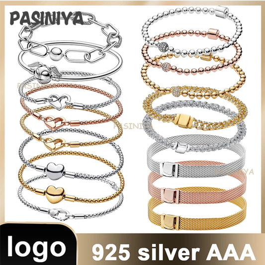 925 Sterling Silver Snake Bone Bracelet for Disney Jewelry β Original Logo Exquisite Gift Wholesale