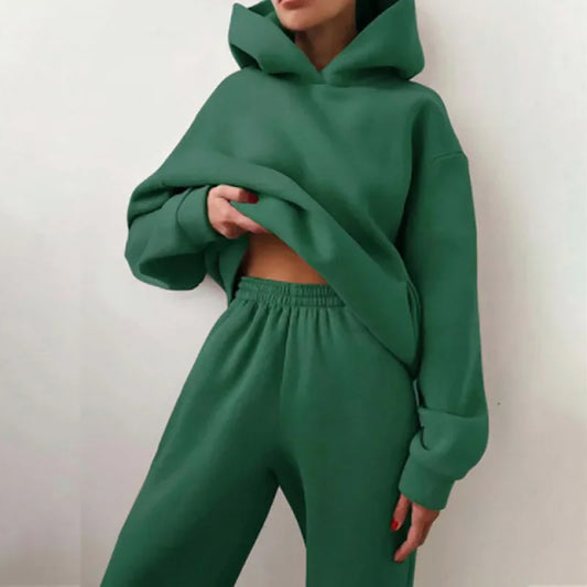 Plus Size Women's Long Sleeve Sweatshirt and Pants Set – Autumn Winter Casual Two-Piece Comfortable Outfit