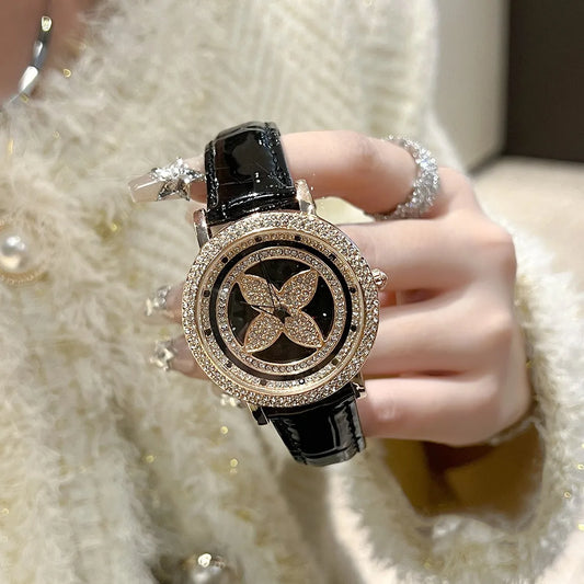 2025 Quality watches for women, four leaf timing, vintage flowers, light luxury, versatile fashion, exquisite temperament