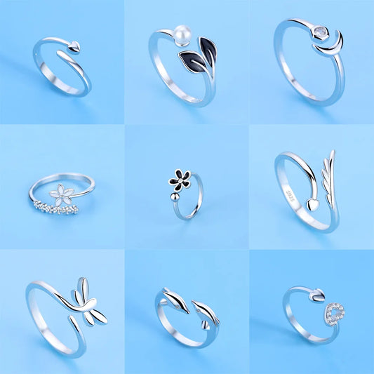 Hot 925 Sterling Silver Adjustable Ring with AAA Zircon – Simple and Exquisite Women’s Fashion Jewelry for Wedding, Party, and Gift