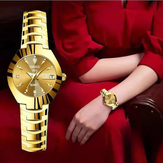 Beautiful women's watch with unique personality, fashionable and atmospheric dual calendar watch