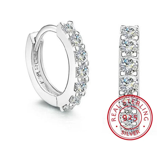 High-Quality 925 Sterling Silver Hoop Earrings – 10mm Circle Zircon Luxury Earrings for Women & Girls