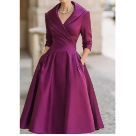 Women's Fashion Dress New Style V-neck Waist-hugging Makes You Look Slim And Elegant Long Sleeves Maxi Prom Dresses For Women