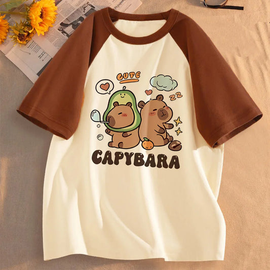 Funny Capybara T-Shirt for Men & Women – Cute Animal Summer Short Sleeve Graphic Tee, Streetwear Top