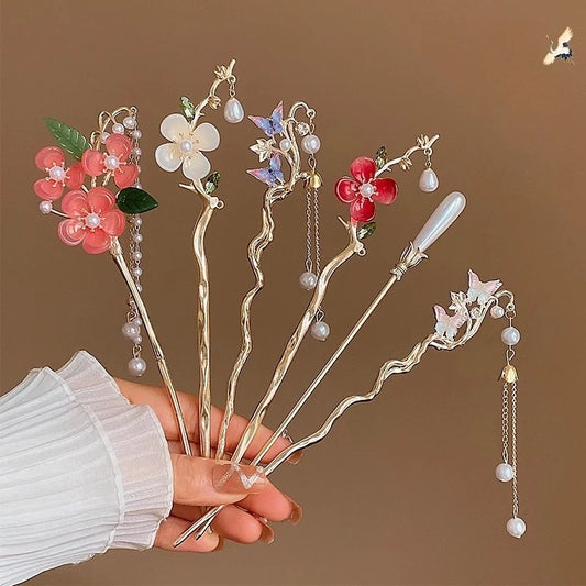 Ancient Style Hanfu Hair Accessories Hairpins Dished Hair Accessories Retro Alloy Flower Clothing Women's Clothing