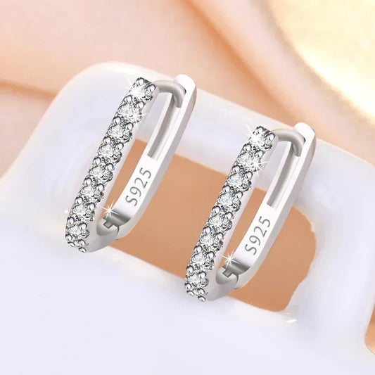 High-Quality 925 Sterling Silver Crystal Circle Hoop Earrings – Fashion Jewelry for Women Wedding, Party, and Gift