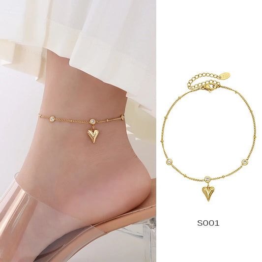 Anklets For Women Stainless Steel 18K Gold Plated High Quality No Tarnish Women's Ankle Bracelets Foot Chains Luxury Ankle Strap