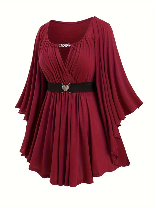 New autumn and winter European and American fashion women's clothing, oversized with an irregular hem, solid color, heart-shaped