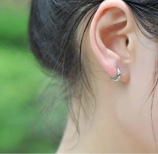 925 Sterling Silver Wide Small Huggies Hoop Earrings – Loop Circles for Women, Girls, and Men, Anti-Allergic Jewelry