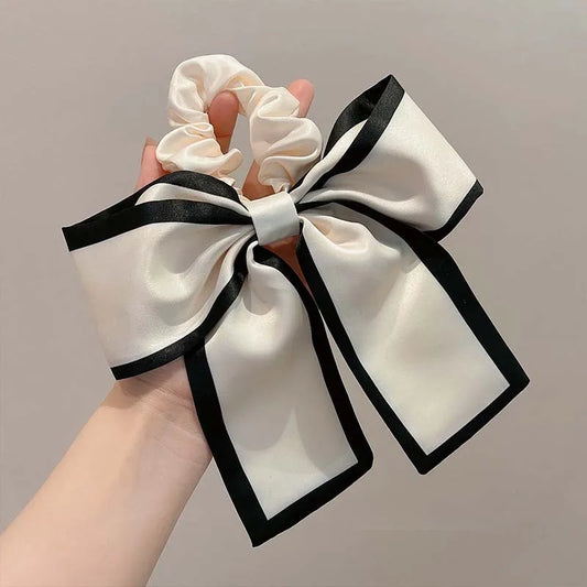 Female girl fashion temperamentsmall incense bow black and white lace large intestine hair tie hair rope headdress