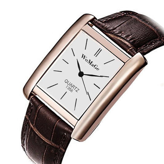 WoMaGe Women's Watches Top Brand Luxury Ladies Watch Women Watches Leather Strap Women's Rectangle Watch Clock Reloj Mujer