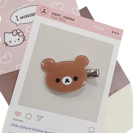 Rilakkuma Korilakkuma Hair Clips Anime Bear Head Cute Hair Pins and Clips Headwear Kawaii Hair Accessories for Women Girls