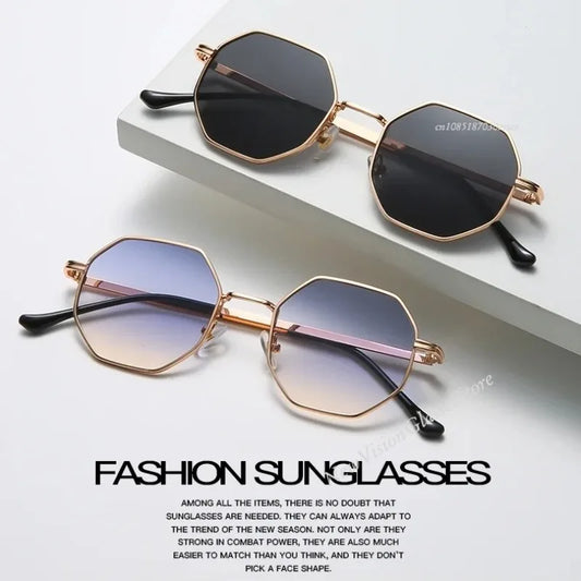 Sunglasses For Women Polygon Metal Sunglasses Vintage Frame Men Luxury Brand Design Sun Glasses Women Mirror Gafas De Sol Uv400