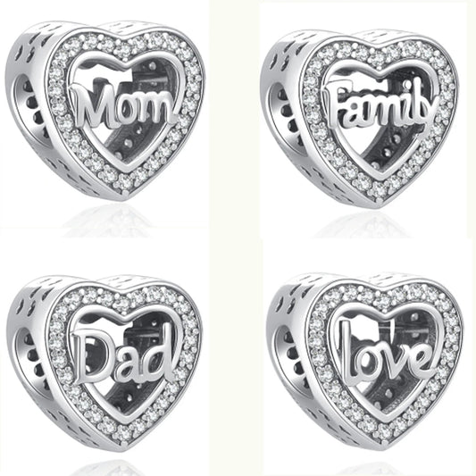 Original 925 Silver Simple Heart Charm – Family Birthday Bead Fits Fashion Bracelet Necklace Women DIY Jewelry Gift