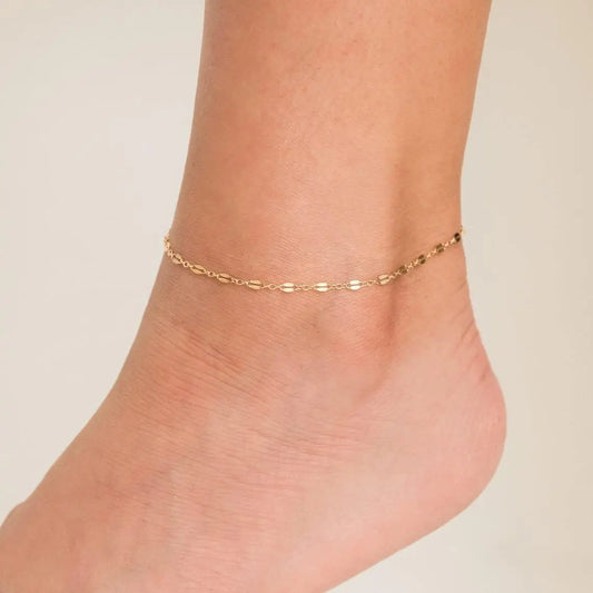 Stainless Steel Anklets Minimalist Popular Design Adjustable link Chain Non-fade For Women Everyday Wear Length 21cm+5cm