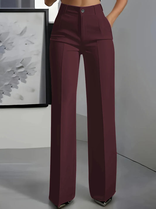 2025 New Women’s High-Waisted Straight-Cut Suit Pants – Draped Simple European & American Style