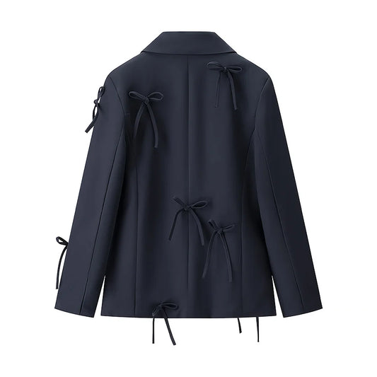 2025 new women's clothing fashion European and American style French fashion design bow decorative blazer
