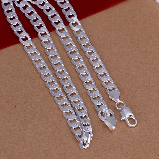 Fine 925 Sterling Silver 6MM Solid Necklace – Luxury Exquisite Wedding Chain for Men and Women
