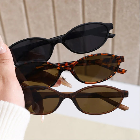 Small Frame Oval Sunglasses for Women - High-End Retro European & American Style UV Protection Unisex Vintage Cross-Border Eyewe