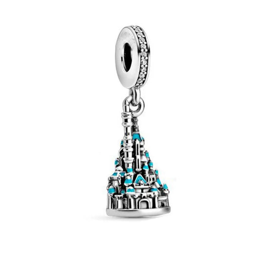 MINISO New Disney 925 Silver Mickey Castle Charms Pendant Bead – Fits Original Bracelet DIY Jewelry for Birthday Gifts