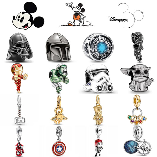 New 925 Silver Miniso Disney Captain Gloves Pendants Charms Beads – Fits Original Bracelet DIY Jewelry for Women