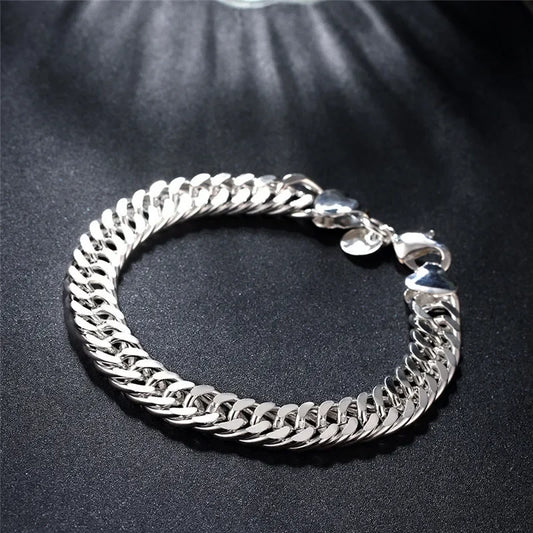 Fine 925 Sterling Silver Chain Bracelet for Women and Men – Solid Noble Fashion Jewelry Gift