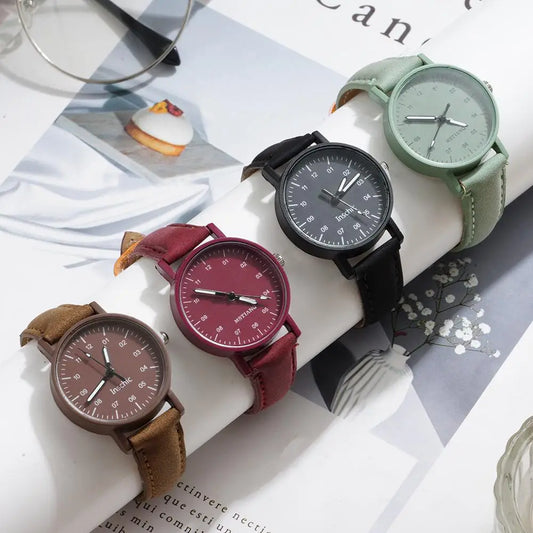 Women Watches PU Leather Strap Women Quartz Wristwatches Waterproof Round Dial Retro Watch Ladies Girls Quartz Wristwatch