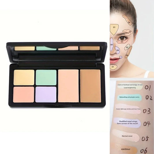 6-Color Cream Concealer Blush Palette Color Correcting Matte Brown Contouring Foundation Combination Box for Makeup
