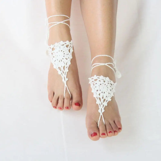 Crochet Barefoot Sandals Wedding Anklets Beach Anklets Shoes Ornament Ankle Bracelet