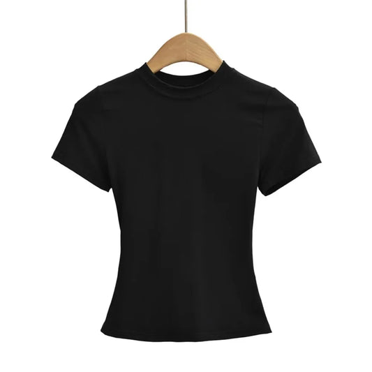 2025 New Women’s Casual T-Shirt – Sexy Slim Short Sleeve Solid Y2K Trend Top