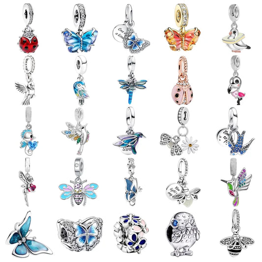 Hot Sale DIY Butterfly, Beetle, Bird, Seagull Charm Bead Pendant – Fits Original European Sterling Silver Jewelry Gift
